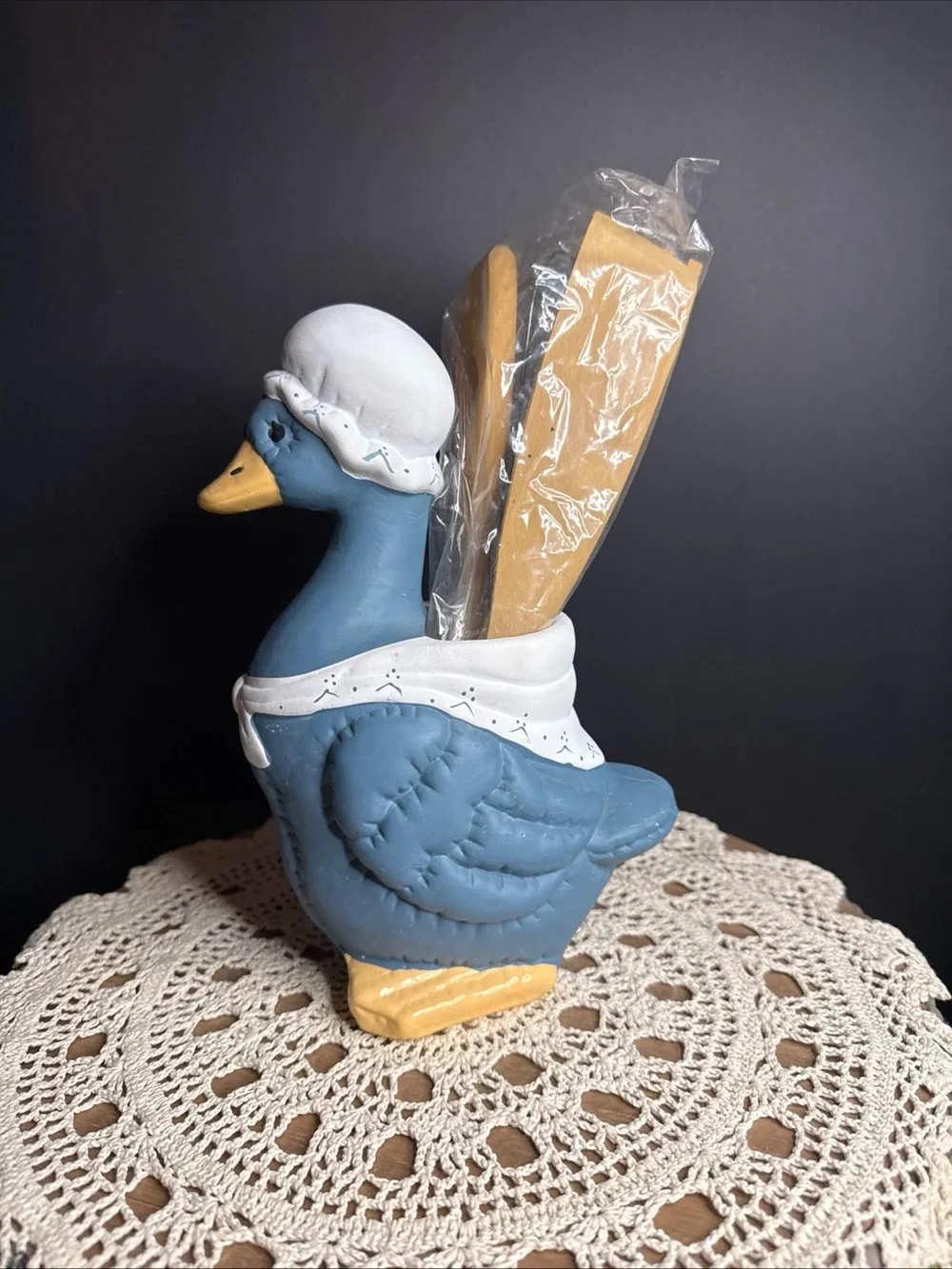 Duck Utensil Holder - Blue Ceramic Kitchen Organizer